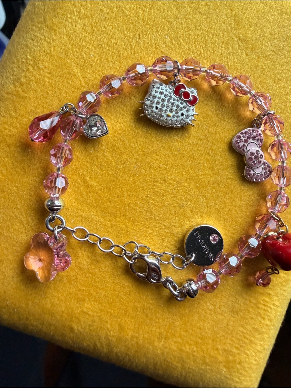 Swarovski Hello Kitty Pink and Red Crystal Charm Bracelet